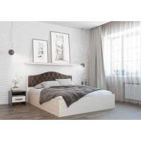 Кровать с настилом ЛДСП Дели 140х200, дуб молочный/шоколад Кровать с настилом ЛДСП Дели 140х200, дуб молочный/шоколад