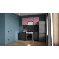 Кухня Осло, 1,6м с окапом Карбон Сакура/Карбон Вулкан