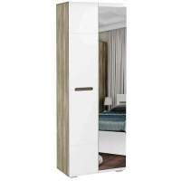 Шкаф 2-х створчатый с зеркалом Наоми ШК-22, белый глянец в гостиную