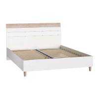 Кровать с ортопедическим основанием Муссон 11.41, Белый шагрень, Дуб эндгрейн