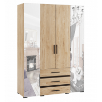 Шкаф с зеркалом Модена МШ-24, гикори рокфорд в гостиную