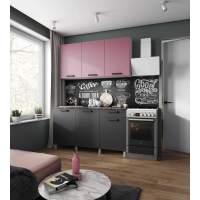 Кухня Осло, 1,5м Карбон Сакура/Карбон Вулкан