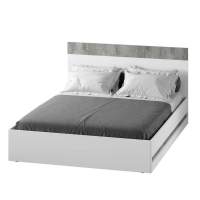 Кровать двойная с реечным настилом Инстайл КР-04 160х200, Бетон, белый Кровать двойная с реечным настилом Инстайл КР-04 160х200, Бетон, белый