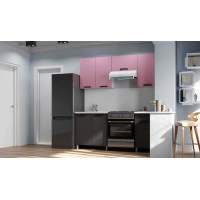 Кухня Осло, 1,8м с окапом Карбон Сакура/Карбон Вулкан