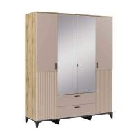 Шкаф 4-х дверный с ящиками и зеркалом Дюна в гостиную