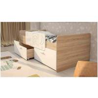 Кровать детская с бортиком и ящиками Умка, дуб сонома Кровать детская с бортиком и ящиками Умка, дуб сонома