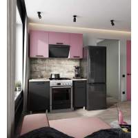 Кухня Осло, 1,5м с окапом Карбон Сакура/Карбон Вулкан