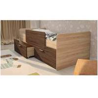 Кровать детская с бортиком и ящиками Умка, ясень шимо темный Кровать детская с бортиком и ящиками Умка, ясень шимо темный