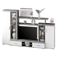 Стенка в гостиную Инстайл ЦС-02, бетон/белый