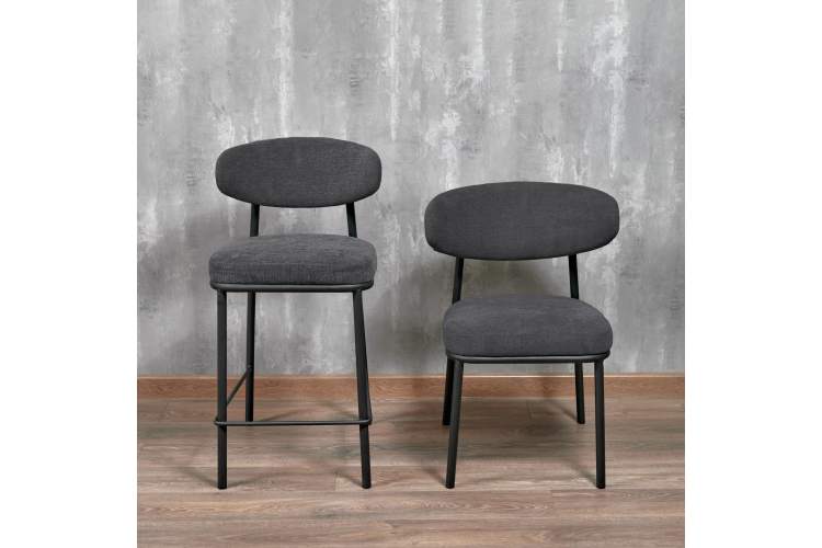 Стул Lucas 2 серый шенилл с чёрными ножками-14