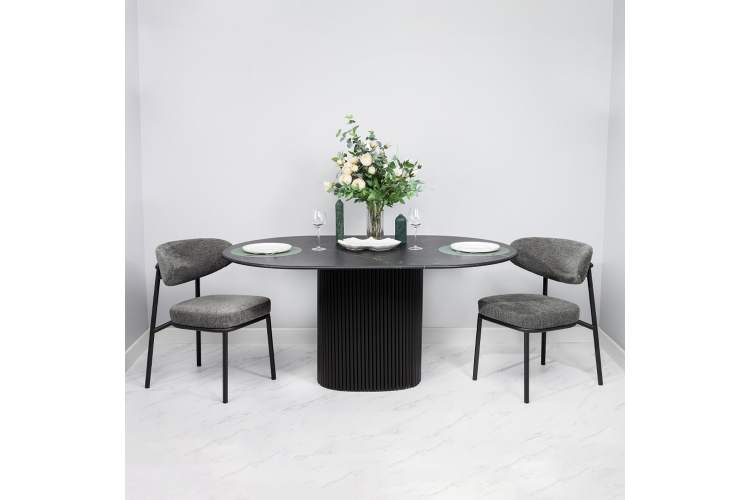 Стул Lucas 2 серый шенилл с чёрными ножками-2