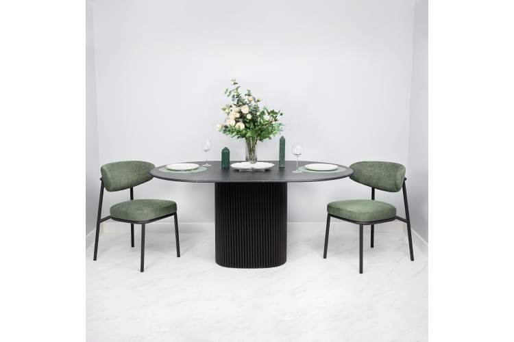 Стул Lucas 2 шалфей шенилл с чёрными ножками-2