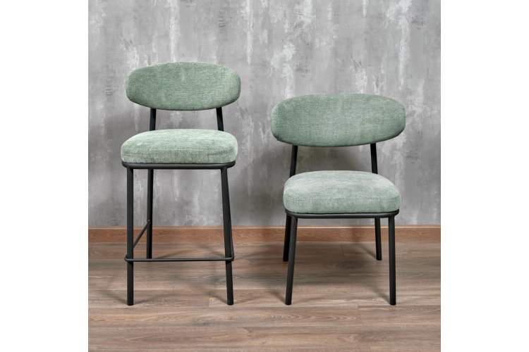 Стул Lucas 2 шалфей шенилл с чёрными ножками-13