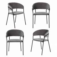 Стул Комплект из 4-х стульев Turin серый вельвет с чёрными ножками