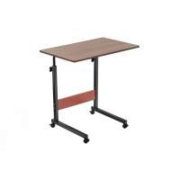 Стол многофункциональный на колесах, 60x40 см, «РОЛЛ», 2 ножки, регул.высота, мдф, металл, тёмн. дерево, черный