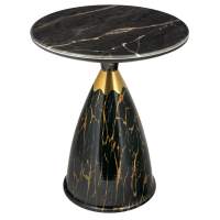 Кофейный столик Secret диам.40см x 54см, чёрный мрамор, металл, керамика