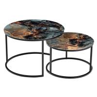 Набор кофейных столиков Tango космический с чёрными ножками, 2шт