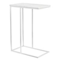Придиванный столик Loft 50x30см, белый мрамор с белыми ножками