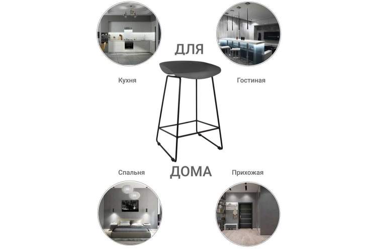 Стул полубарный Neo чёрный с чёрными ножками-7