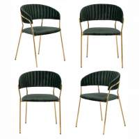 Стул Комплект из 4-х стульев Turin зеленый с золотыми ножками