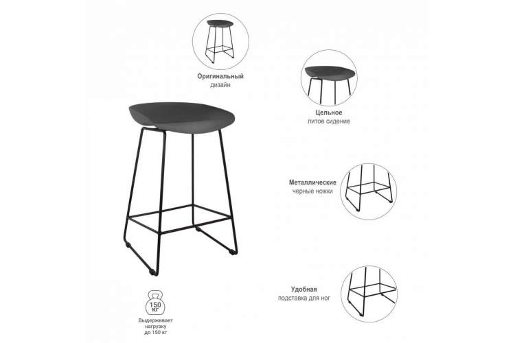 Стул полубарный Neo чёрный с чёрными ножками-6