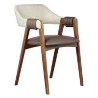 Стул KELLI бежевый букле, экокожа коричневая, орех