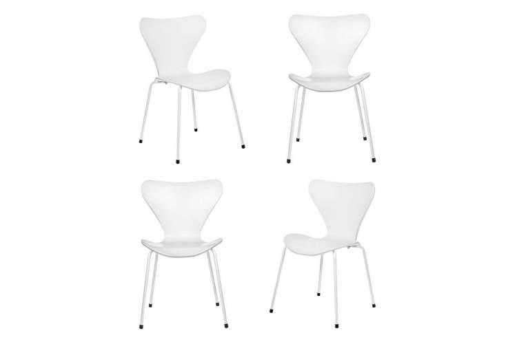 Комплект из 4-х стульев Seven Style белый с белыми ножками