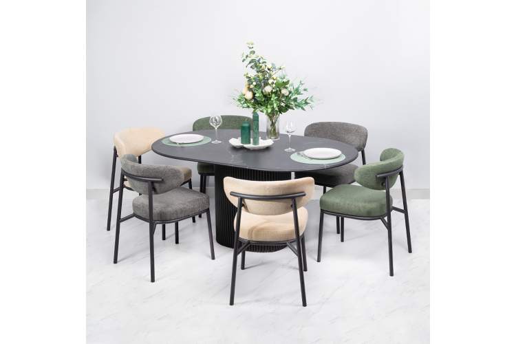 Стул Lucas 2 латте шенилл с чёрными ножками-15