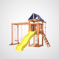 Детская площадка Fun Land с модулем сетка-рукоход, подвесным креслом и качелями