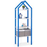 Детский напольный стеллаж-домик трансформер Бельмарко 2в1 Svogen синий