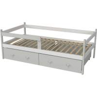 Кровать тахта Капризун Р425 белый серый с бортиком и ящиками Кровать тахта Капризун Р425 белый серый с бортиком и ящиками