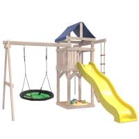 Детская площадка не окрашенная с качелями гнездо Свиби в зеленом цвете IgroWoods для улицы и дачи