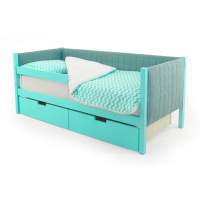 Детская кровать-тахта мягкая с бортиком и ящиками Бельмарко Svogen мятный Детская кровать-тахта мягкая с бортиком и ящиками Бельмарко Svogen мятный