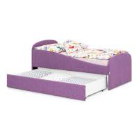 Детская мягкая кровать с ящиком Бельмарко Letmo черничный мусс рогожка