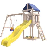 Детская площадка неокрашенная Сlassic с качелями лодочка и 3 в 1 IgroWoods для улицы и дачи