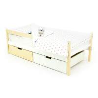Детская кровать тахта с бортиком и ящиками Бельмарко Svogen бежево белый Детская кровать тахта с бортиком и ящиками Бельмарко Svogen бежево белый