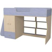 Кровать чердак Р445 Капризун 1 со шкафом лен голубой Кровать чердак Р445 Капризун 1 со шкафом лен голубой