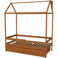 Кровать домик Капризун Р424 ольха эмаль с бортиком и ящиками Кровать домик Капризун Р424 ольха эмаль с бортиком и ящиками