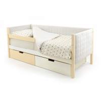 Детская кровать-тахта мягкая с бортиком и ящиками Бельмарко Svogen бежево-белый Детская кровать-тахта мягкая с бортиком и ящиками Бельмарко Svogen бежево-белый