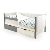 Детская кровать-тахта мягкая с бортиком и ящиками Бельмарко Svogen графит-мятный Детская кровать-тахта мягкая с бортиком и ящиками Бельмарко Svogen графит-мятный