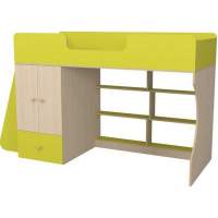 Кровать чердак Р445 Капризун 1 со шкафом лайм Кровать чердак Р445 Капризун 1 со шкафом лайм