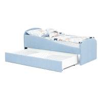 Детская мягкая кровать с ящиком Бельмарко Letmo небесный рогожка