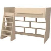 Кровать чердак Р432 Капризун 1 дуб млечный с полками Кровать чердак Р432 Капризун 1 дуб млечный с полками