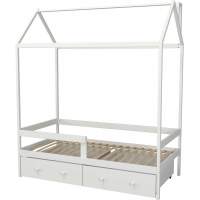 Кровать домик Капризун Р424 белый с бортиком и ящиками Кровать домик Капризун Р424 белый с бортиком и ящиками