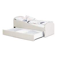 Детская мягкая кровать с ящиком Бельмарко Letmo ванильный велюр