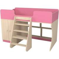 Кровать чердак Р441 Капризун 9 розовый со шкафом Кровать чердак Р441 Капризун 9 розовый со шкафом