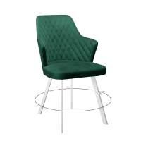 Стул DikLine 245 поворотный, К13 изумруд, ножки белые