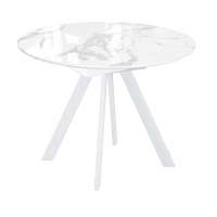 Стол DikLine SFC100 d1000 стекло Оптивайт Белый мрамор/подстолье белое