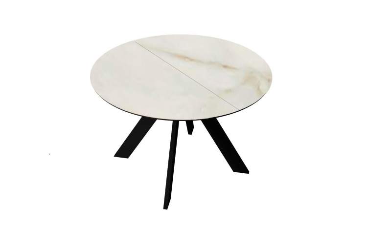 Стол DikLine SKC110 d1100 Керамика глянец Ostra Bianco (мрамор глянец белый)/подстолье черное/опоры черные-2