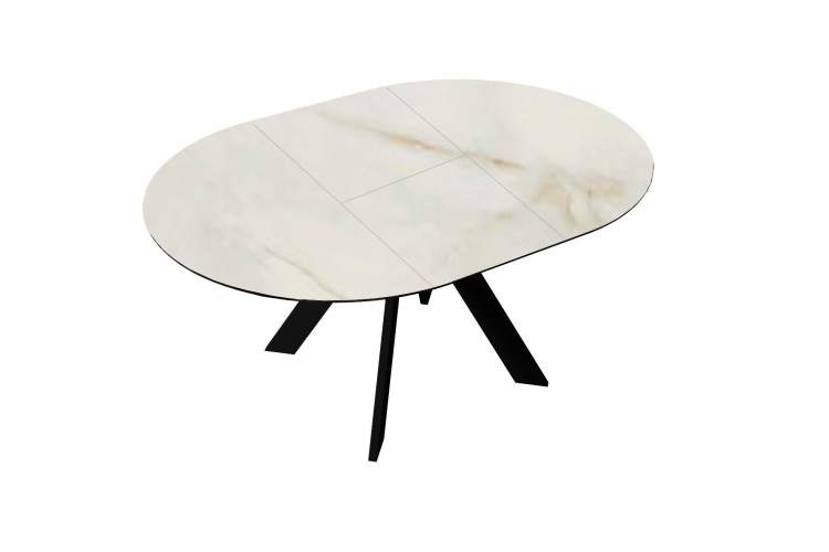 Стол DikLine SKC110 d1100 Керамика глянец Ostra Bianco (мрамор глянец белый)/подстолье черное/опоры черные-5